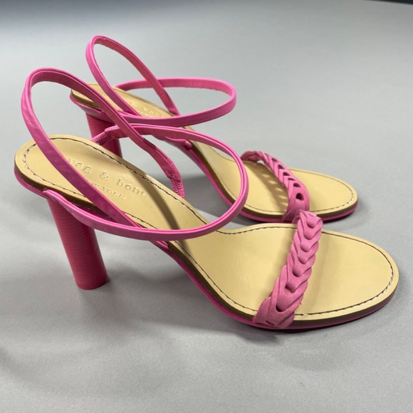 NEW Rag & Bone Shoes Womens 9 40 pink leather block heels designer city cocktail - Picture 2 of 13